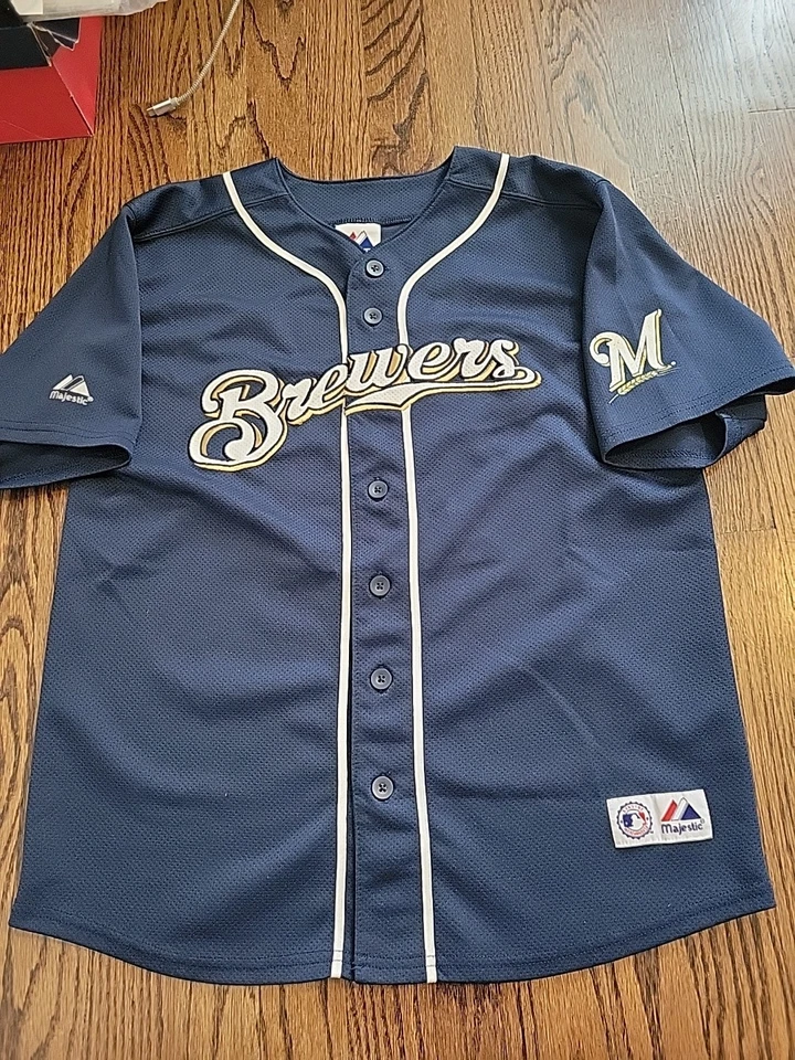 Majestic Prince Fielder Milwaukee Brewers Jersey Baseball MLB Youth Size Large - Image 2 of 4