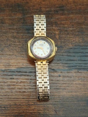 Vintage Venus Automatic Gold Tone Barrel Calendar Men's Watch - RUNNING PERFECT