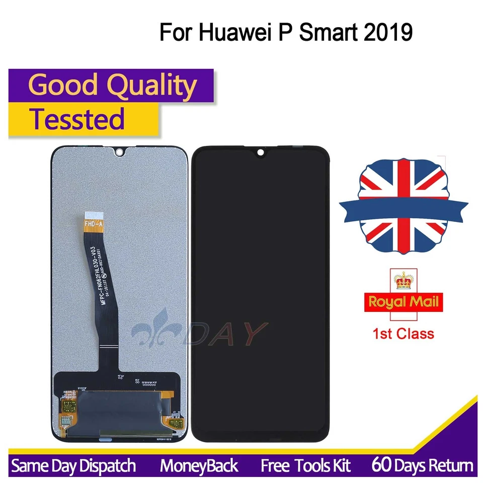 TECSPARES LCD Display Huawei P Smart 2019 POT-LX1 Replacement Screen Touch Digitizer Black