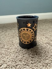 Navy Blue Gold Ceramic Celestial Sun Moon Bat...