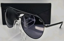 Quay Australia Vivienne 111 Aviator Sunglasses Black Smoke Unisex w/ Case H1