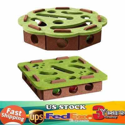 Cat Felt Maze Puzzle Box Self-Play Toy With Bell Interactive Enrichment For Cats
