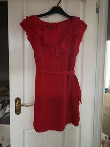 red silk mini dress