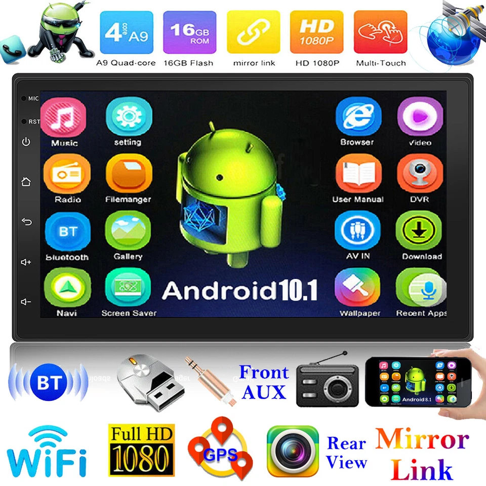 7" Android 11 For Apple Carplay Car Stereo Radio GPS WiFi 2Din w/Back Up Camera - Image 2 of 4
