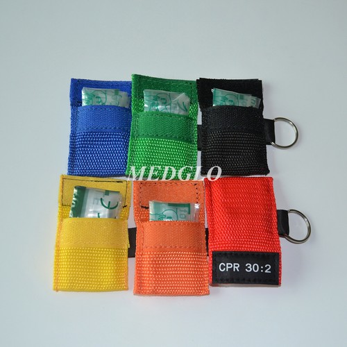 120 pcs 6 Colors Cpr Mask With Keychain Cpr Face Shield AED Pouch CPR 30:2 - Picture 7 of 8