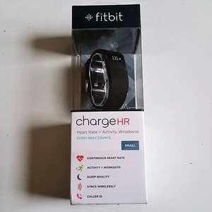 Fitbit ChargeHR Fréquence cardiaque & Fitness Activité Tracker Wristband Small Black Nouveau!
