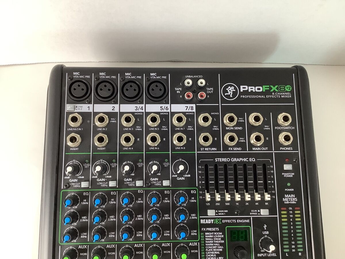 Mackie ProFX8v2 8-Channel Mixer w/ Effects, EQ, 4 Mic Mackie ProFX8v2 8-Channel Mixer w/ Effects, EQ, 4 Mic