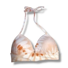 Aerie Perky Triangle Bikini Top-Large-Peach Tie Dye-Lined-Molded Cups-Double Tie