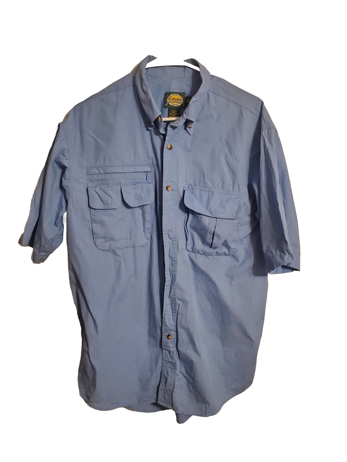 Cabelas Fishing Shirt Short Sleeve Button Up Vented B… Gem