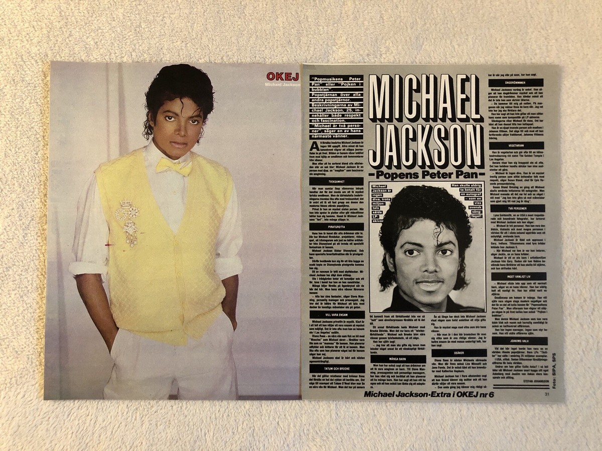 MICHAEL JACKSON 1983 Clipping Poster Swedish Music magazine OKEJ