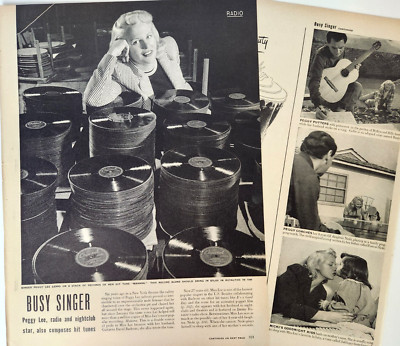 Peggy Lee Singer Songwriter Vintage 1948 2 Page Magazine Print Image Story
