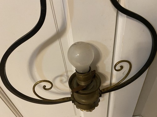 antique German /European handwrought iron light /iron Hanging light handcrafted - Picture 2 of 9