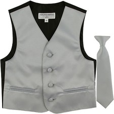 New Kids Boys Formal Tuxedo Vest Necktie Gray US Sizes 2-14 Wedding Party