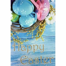 Happy Easter Eggs Garden Flag 12 x 18 , Double Sided Yard Decor Banner