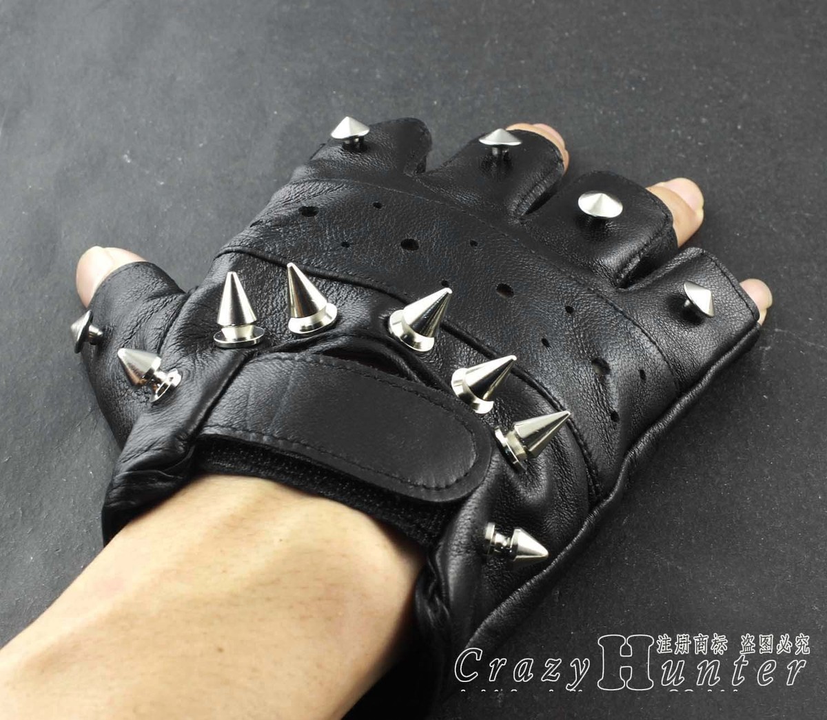 Genuine Leather Spike Rivet Around Punk Gothic Mens Driving