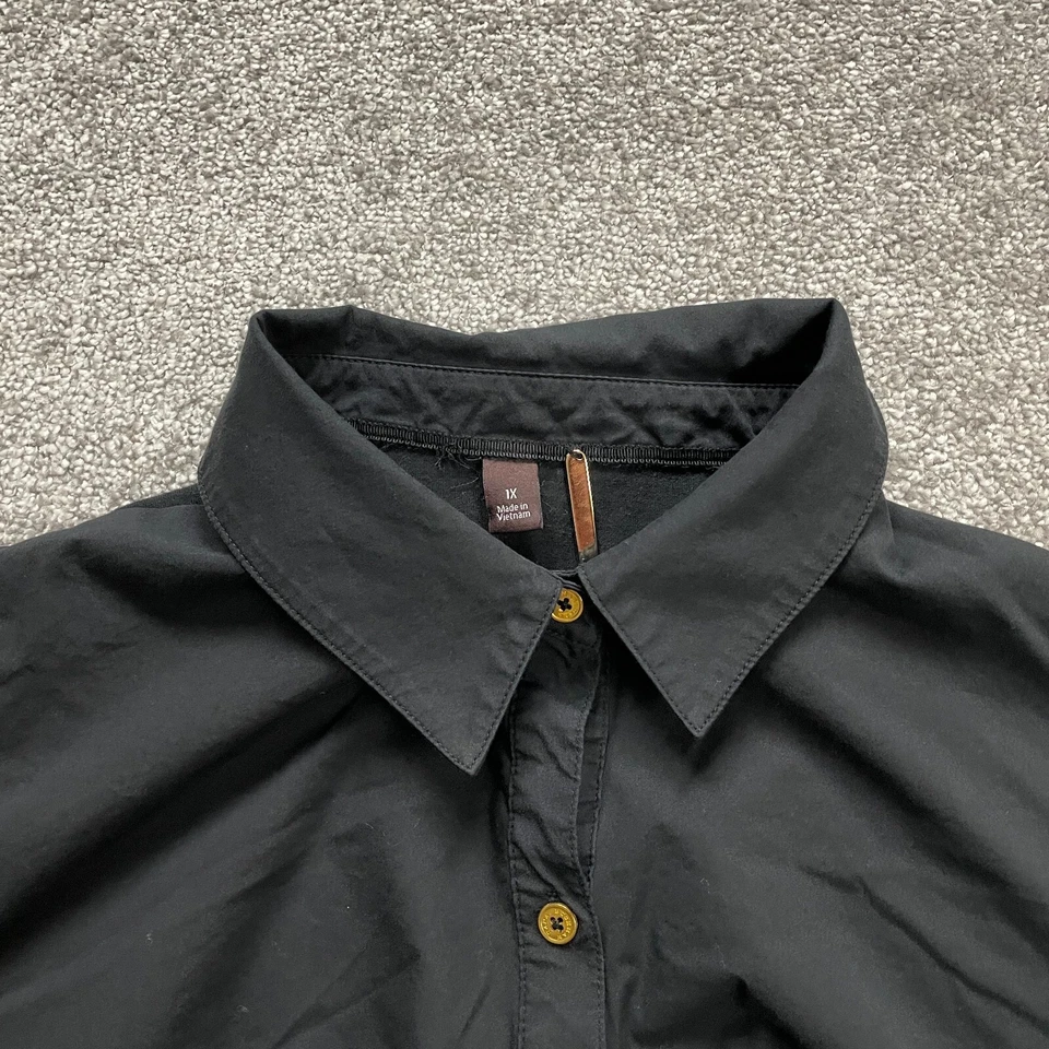 Женская сорочка Dana Buchman XL черная с длинным рукавом хлопковая рабочая одежда на пуговицах - Изображение 3 из 4