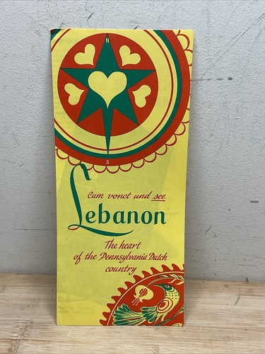 Folleto de mapa holandés vintage del placer del país del condado del Líbano Pensilvania B11