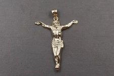 10K Solid Yellow Gold 1.55" Jesus Charm Pendant.