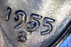 1955-S BU LINCOLN WHEAT CENT DIE CHIP / CUD FILLED "5" DATE MINT ERROR