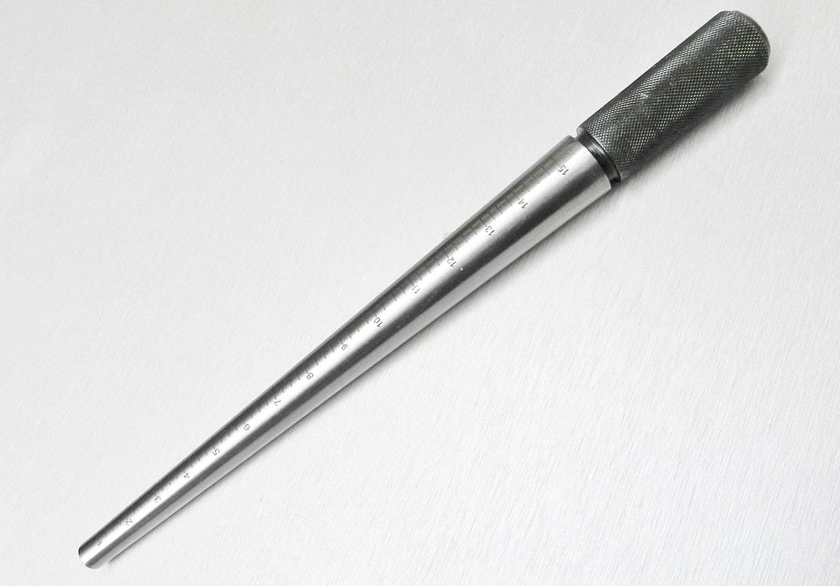 Steel Ring Mandrel Graduated In USA sizes 1 To 15 By 1/4 Size-No Groove