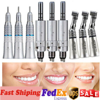 E-Type 4Hole 3 Sets Dental Slow Speed Handpiece Contra Angle Straight Air Motor