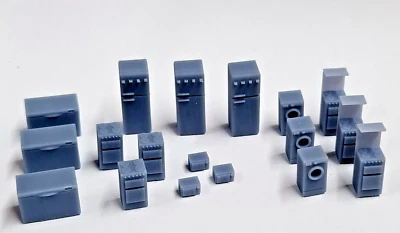 00 Gauge 1/76 Scale Scrap yard Pack C 'White Goods' x18 pieces. 3D Resin Printed