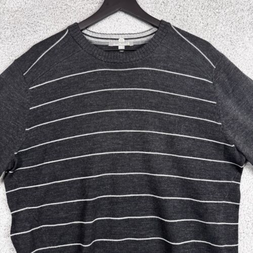 Smartwool 100% Merino Wool Sweater Men's Size Large Black Striped - Picture 2 of 7