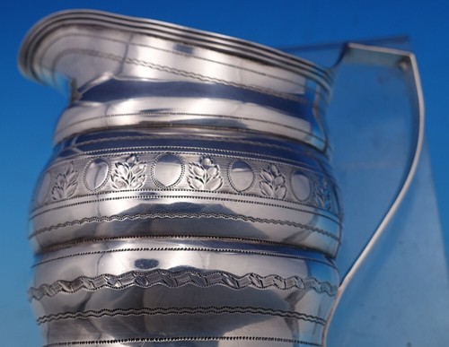 English Georgian Sterling Silver Creamer London 1802 Leaf Egg Border (#8389) - Picture 12 of 16