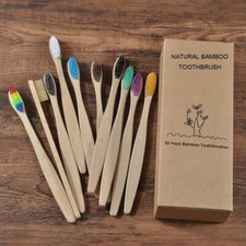 Eco Friendly Mixed Color Charcoal Wooden Bamboo Toothbrush with Soft Bristle Tip