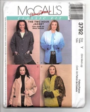 McCalls Sewing Pattern Palmer Pletsch Classic Fit 2 Hr Jacket UNCUT (S-M-L)