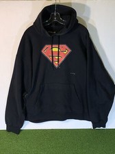 Vintage Unisex size Large Hanes DC Comics Distressed Superman logo black hoodie