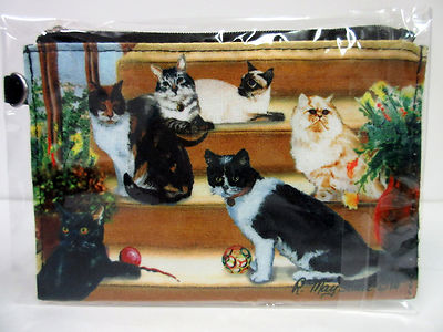 Animal Zippered Pouches with Ruth Maystead Design Black & White Cat - 6 Cats