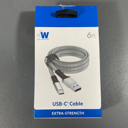 Just Wireless Dirable Braided 6 Ft. USB C Cable Extra Strength Gray Black - READ - 第 5/24 張圖片