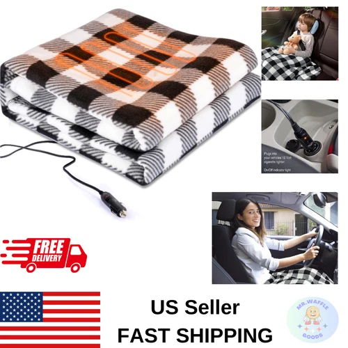 Blanket Heated Car 12v Electric Truck SUV Fleece Van Travel Throw Heating Heater