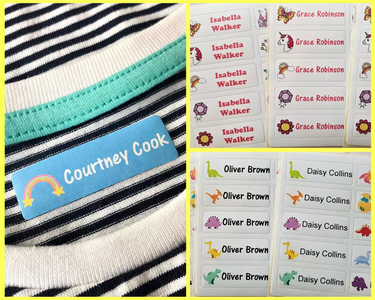 Personalised Name Labels for Clothes School Kids Iron On Clothing