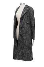 Jones New York Size 14w Women's Wool Blend Tweed Black And White Warm Coat