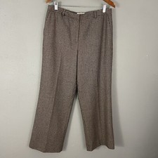 Talbots Womens Size 12 Wool Houndstooth Brown Professional Lined Dress Pants