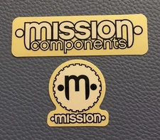 Lot 2 MISSION Components Rare GLOSSY Sticker Bicycle Accessories Bike Cycling