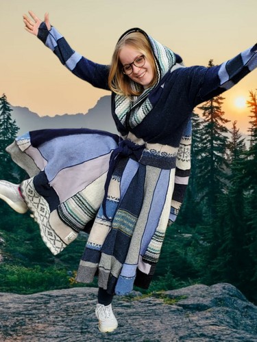Wool Sweater Upcycled Pixie Elf Fairy Pixie Inspired Coat Jacket OOAK - Picture 3 of 6