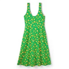 Tabitha Brown x Target Midi Dress Size Medium Fit N' Flare Green Orange Pockets