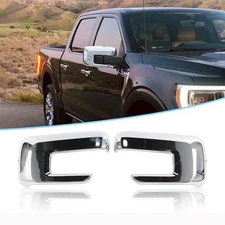 2Pcs Chrome Top Mirror Covers Overlays W/Turn Signal Hole Fits 21-24 Ford F-150