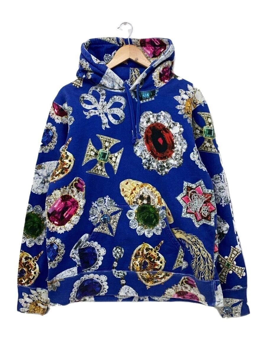 Sweat à capuche Supreme M coton bleu motif complet occasion