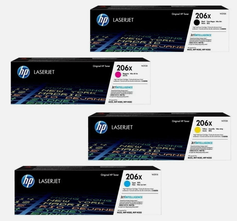 HP 206X High Yield Toner Set Genuine W2110X W2111X W2112X W2113X M283fdw