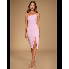Lulus Lilac Lavender One Shoulder Midi Dress Side Slit Spaghetti Strap Small