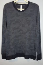 Lululemon Swiftly Breathe Long Sleeve Vented Camo Black Asphalt Grey Size 8 Gym