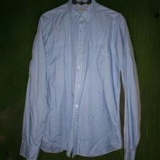 Burberry London Shirt Long Sleeve Button Down Mens Large Blue Houndstooth