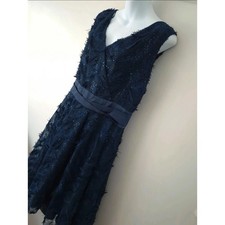 Jacques Vert feather detail sequin sleeveless evening dress UK size 24 New