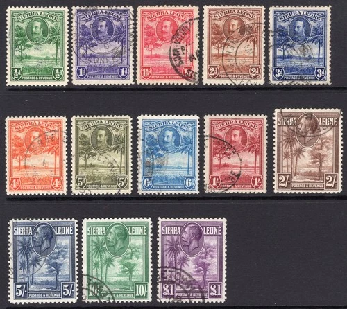 SIERRA LEONE 1932 KGV DEFINITIVE SET TO £1 FINE/VERY FINE CDS USED. SG 155-167.