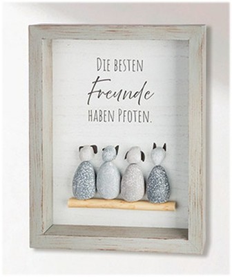 Gilde Steinbild Tierliebe Die besten Freunde haben Pfoten 3D Holzrahmen 61014