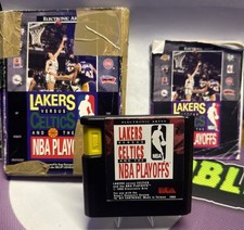LAKERS VERSUS CELTICS : NBA Playoffs Original Sega Genesis Video Game Cartridge